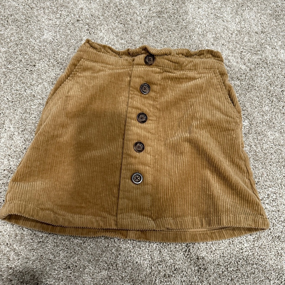 Hope & Henry Girls Corduroy Button-Front Tan Skirt
